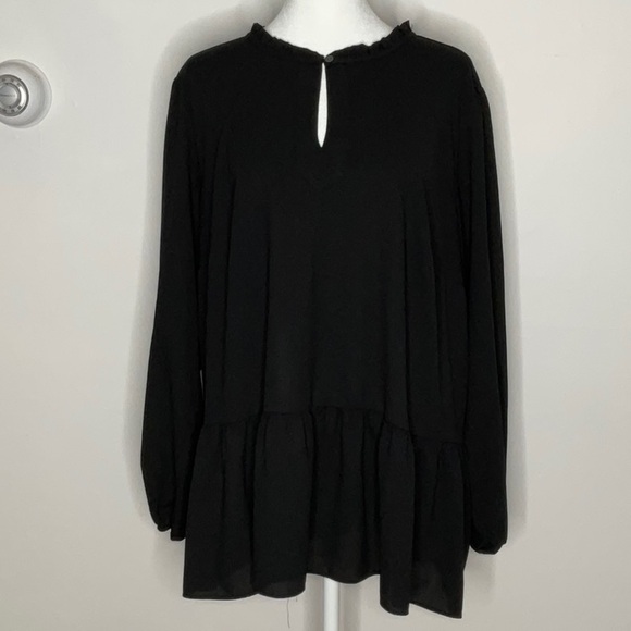 LOFT Tops - Loft Plus Black Blouse Size 16